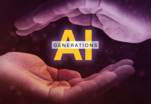 Image of two hands and the words "AI Generations"