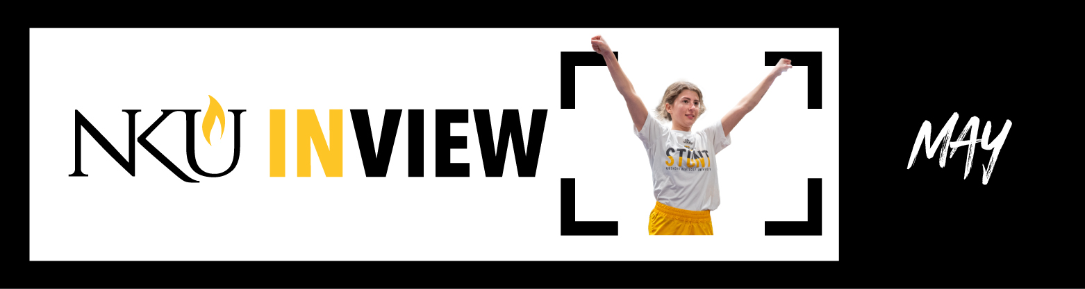 NKU In View logo with image of athlete and text "May"