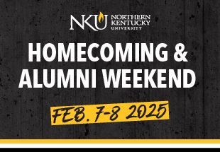 NKU logo with text "Homecoming & Alumni Weekend Feb. 7-8 2025"