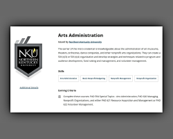 Arts Administration micro-credential graphic with description.
