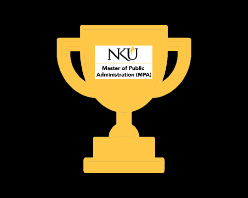 NKU MPA logo on a gold trophy.